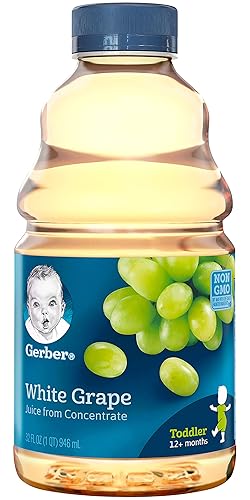 Gerber Juices - Juego de 6 uvas blancas con adición de vitamina C y ácido cítrico 100 zumo