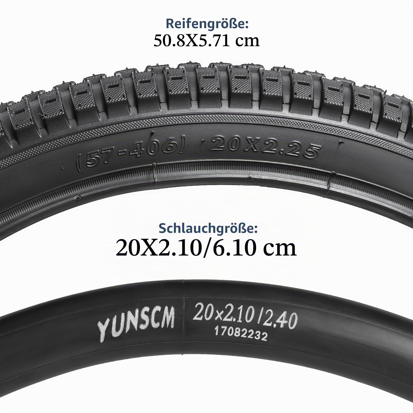YunSCM 2PSC Faltbare 20 Zoll Reifen 20x2.25 Mantel 57-406 Plus 2PSC 20 Zoll Schlauch AV32mm Valve kompatibel Mountainbike Rennräder Citybikes 20x2.20 20x2.25 20x2.30 Fahrradreifen und schlauche
