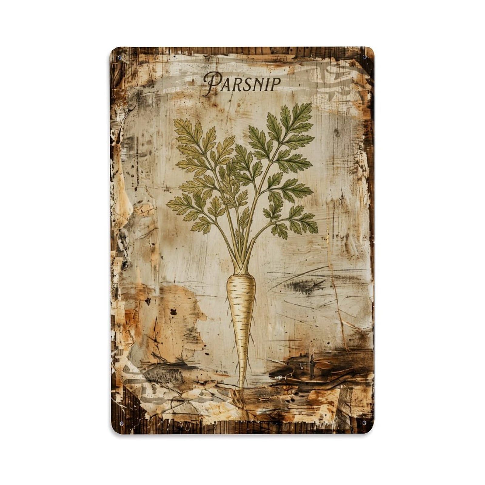 Parsnip Botanical Vintage Metal Tin Sign Plaque Wall Decor for Cafe, Club, Garden Metal Poster 8x12Inch