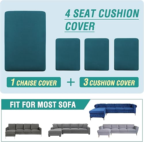 Vista 105 de OKYUK Fundas de sofá seccional en forma de L, 3 piezas, fundas de cojín para sofá seccional de terciopelo en forma de L, fundas elásticas para sofá