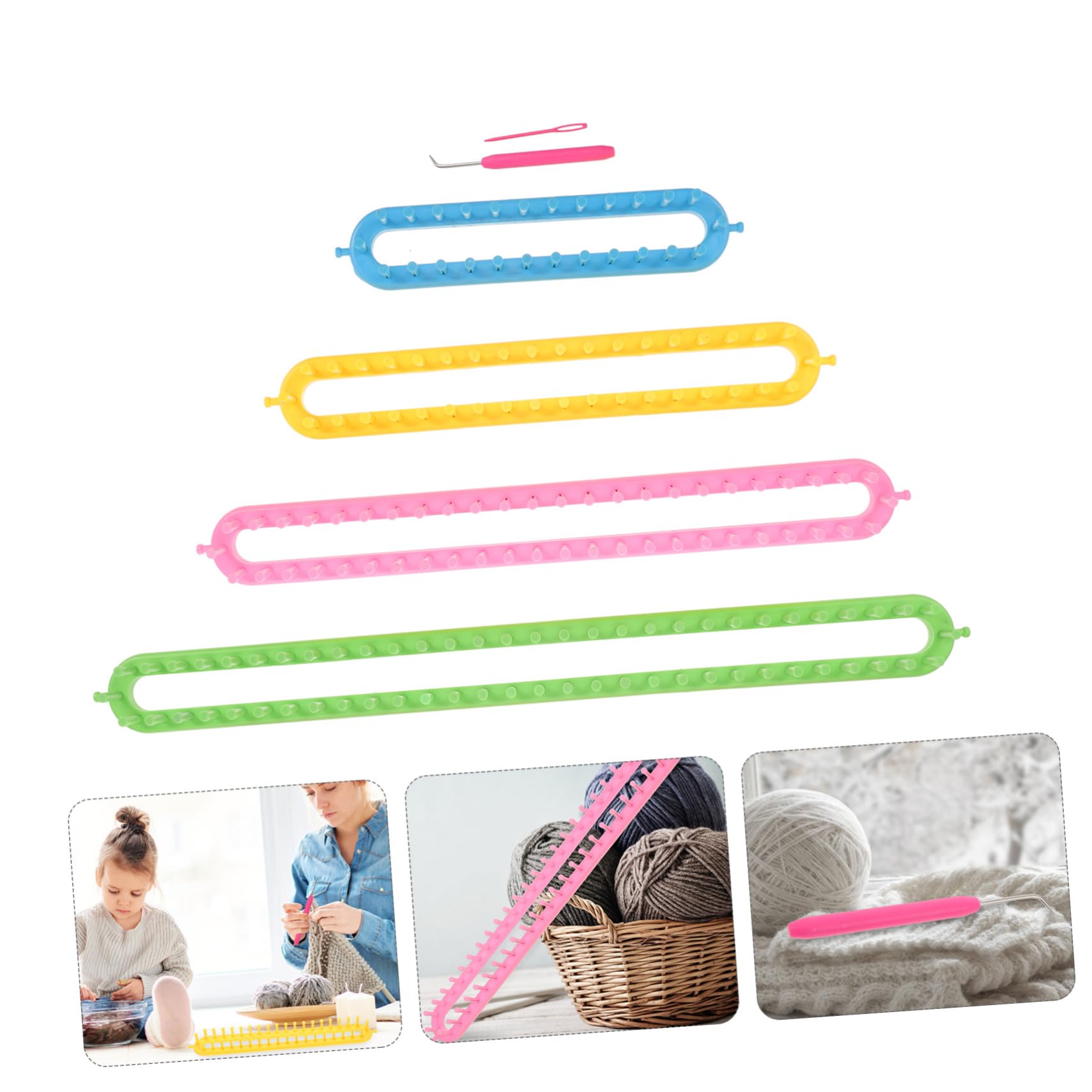 Métier à Tricoter en Plastique Rectangle pour Écharpes et Bonnets, Outil de Tricot Manuel Créatif, Kit 1 Set, Performance Fiable et Efficacité Accrue Couleur Aléatoire
