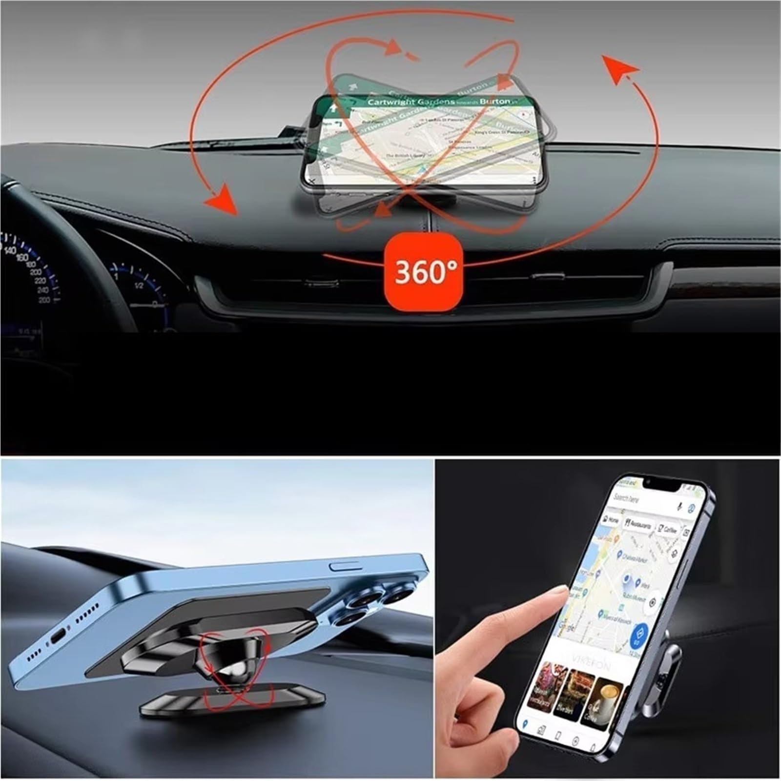 para iPhone Soporte Teléfono Móvil Soporte Magnético Teléfono Teléfono Celular Móvil Magnético Ventilación Aire GPS Soporte Móvil Coche(Black)