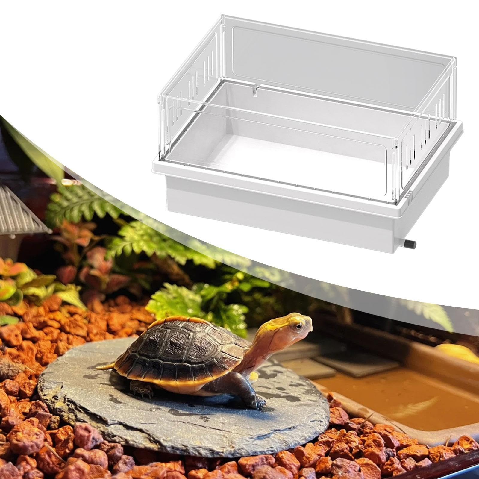 Colcolo Tortuga Acuario Tanque Terrario Transparente con Desagüe Inferior y Diseño Desmontable para Personalizar el Hábitat Adecuado para Mascotas