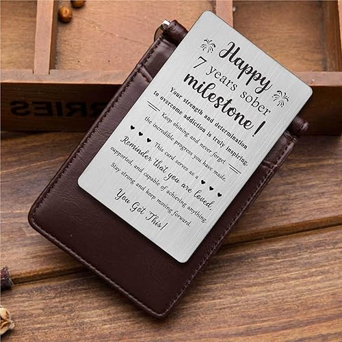 Miniatura 3 de TGCNQ Regalos de sobriedad de 7 años, regalos de recuperación de adicciones para mujeres y hombres, regalos sobrios de 7 años, tarjeta de metal