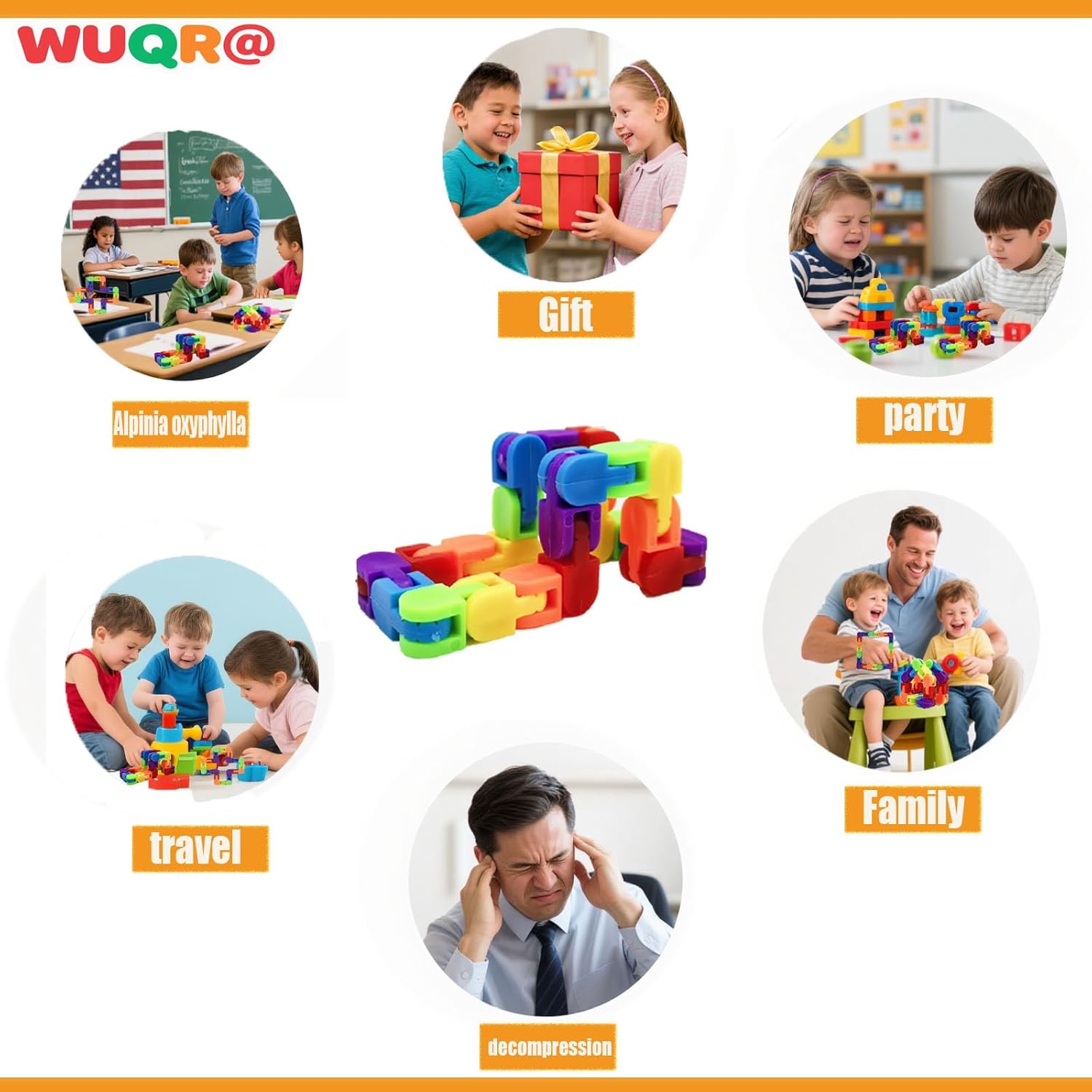 Iridescence 12PCS Wacky Tracks Fidget Toys Snap & Click Sensory Snake for Kids & Adults, ADHD Autism Stress Relief, Classroom Prizes, Party Favors