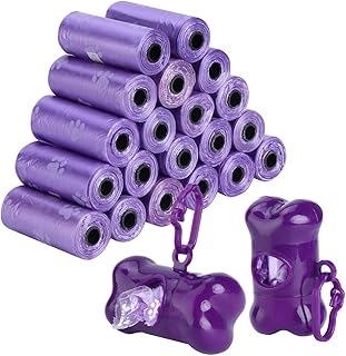 WOMGF Sac à déjections Canines Sac a Crotte pour Chien avec Deux Distributeurs Sac a Caca pour Chien Sacs Chien déjection Sac pour Déjections Chien Poo Sac 20 Rouleau 300 Pcs (violetl)