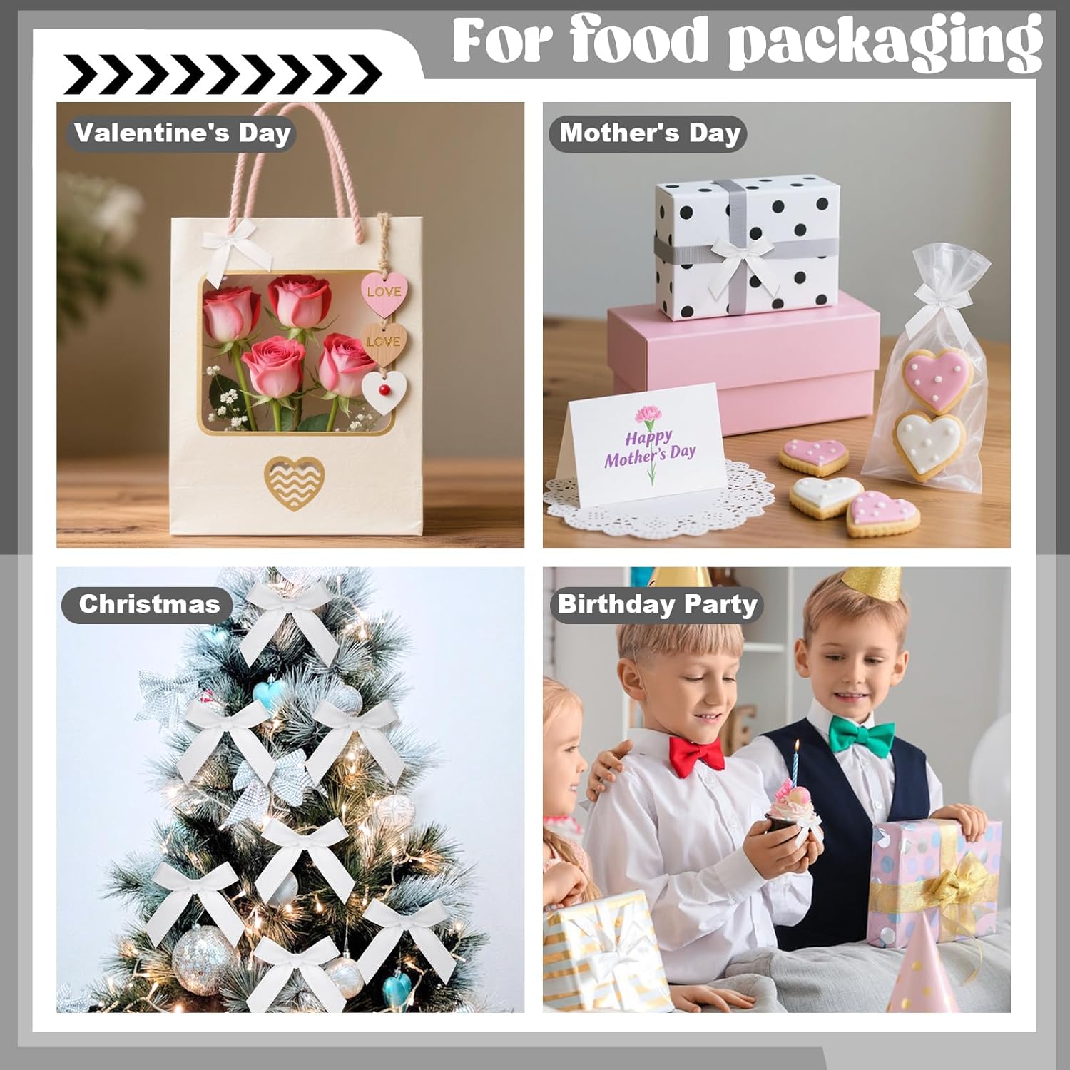 120 Pcs Mini White Bows for Crafts with Self-Adhesive Dots, 1.57" Small Satin Ribbon Bows for Gift Wrapping Cake Decorations Sewing Scrapbook Card Making Wedding Bow Party Decoration - Image 6