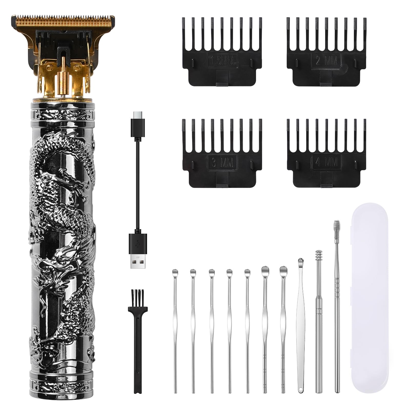 WAONIQ Hair Clipper with Earpick Accessories, Professional Cordless Barber Trimmer, Rechargeable T Type Classical Sculpting Texture Hair Trimmer