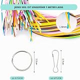 VINATO Scoubidou Bands Set, 220 Pieces, Colourful Braided Bands for Bracelets & Keyrings with Carabiners & Key Rings, Craft Set - 2