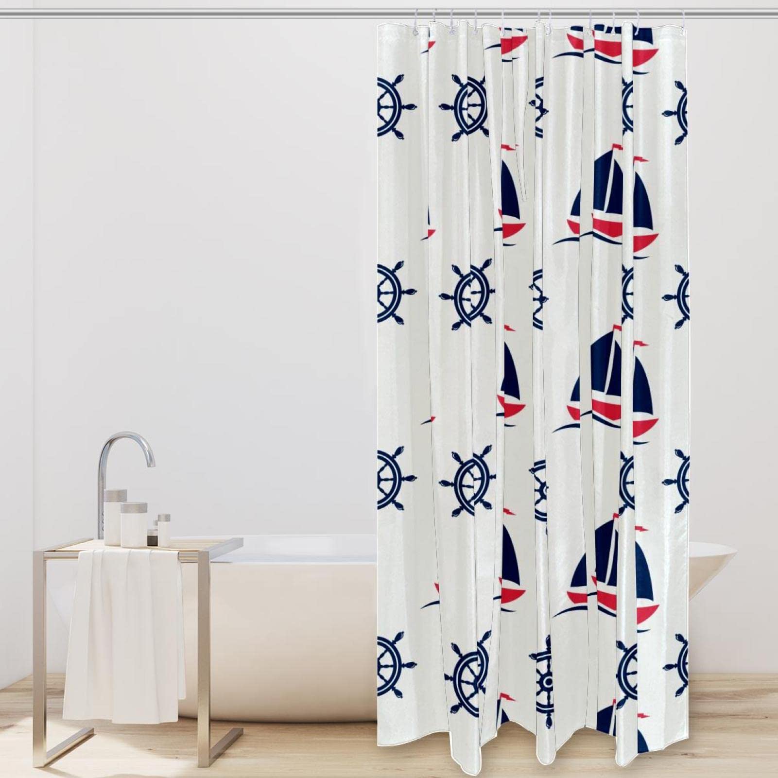 Rideau De Douche En Tissu Gaufré Avec Gestion De L'Humidité Scotchgard