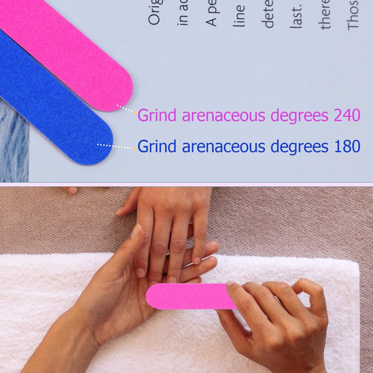 50 Packs Mini Nail Files Disposable Double Sided Nail Buffer Travel Size Emery Boards for Natural Nails, Nail Files and Buffers for Home and Professional Manicure Tools (Pink and Blue) 2