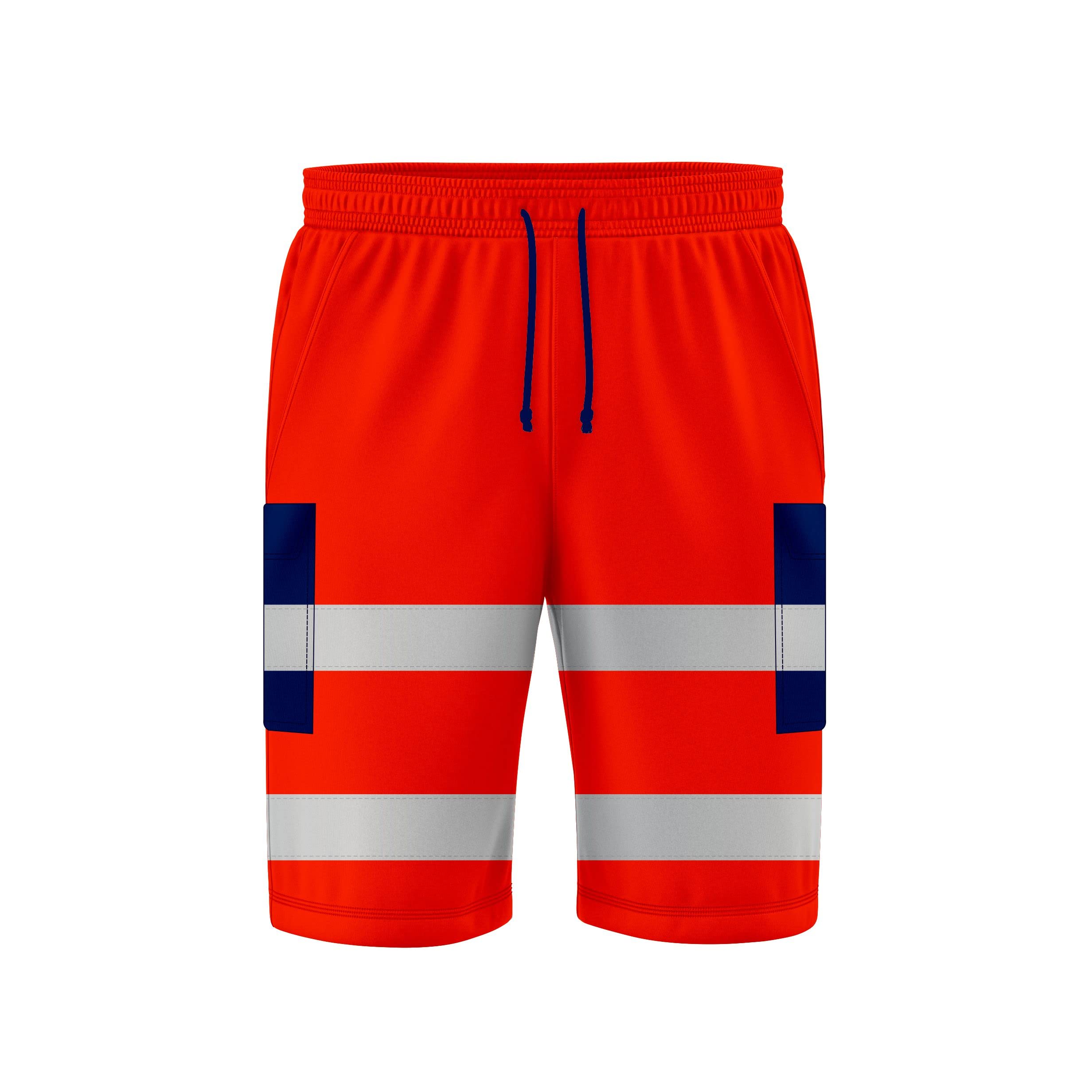 NOROZE Men’s Hi Vis Work Shorts – Reflective High Visibility Cargo Shorts with Multiple Pockets – 3/4 Jogger-Style Utility Bottoms for Construction, Security, Warehouse, Site & Outdoor Use