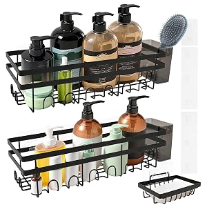 HJJWNDDNG Stainless Steel Shower Caddy Set Large Capacity Wall Mounted Bathroom Storage Rack for Home Kitchen Bathroom No