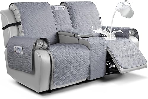 VANSOFY Funda reclinable para sofá biplaza con consola, funda de sofá 100% impermeable, antideslizante, funda de sofá reclinable dividida, protector