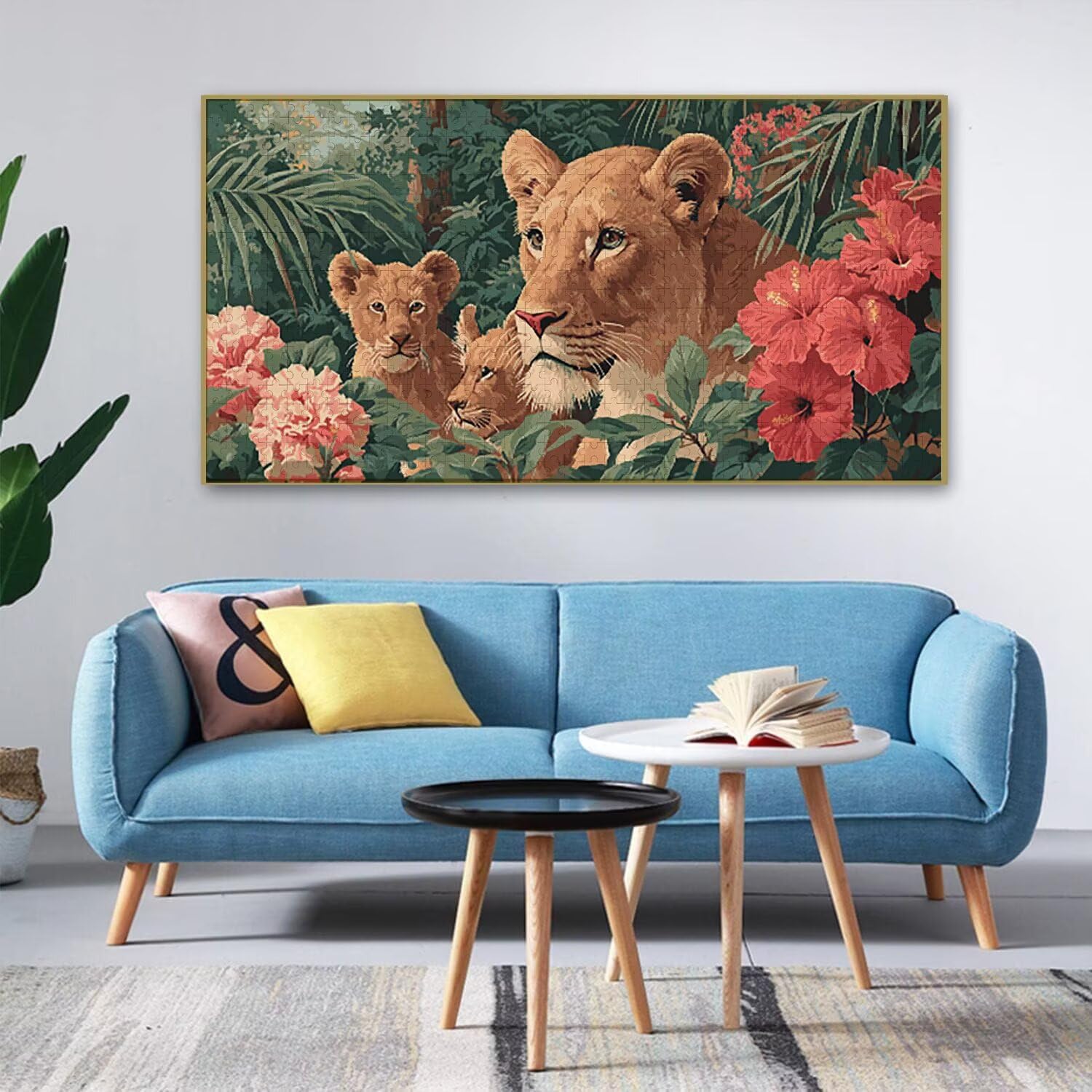 Puzzle dla dorosłych 1692 sztuk, lew dżungli Puzzle, trudne, wymagające, puzzle idealnie pasują, napis na plecach, bez pudru, prezent dla seniorów (179 x 31 cm) v128