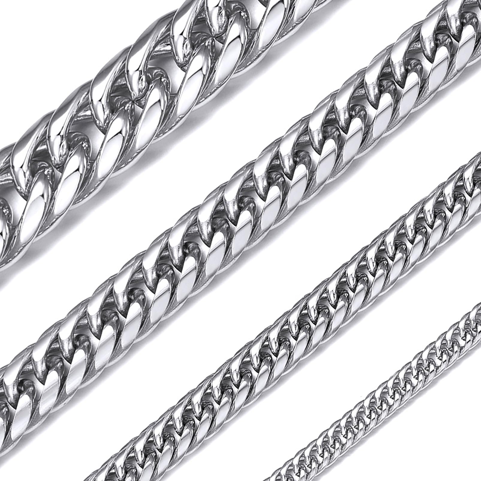 [ChainsHouse] ネックレス メンズ チェーンのみ ステンレス 金属アレルギー対応 ダブル2面喜平 シルバー 長さ56cm 幅3.5mm