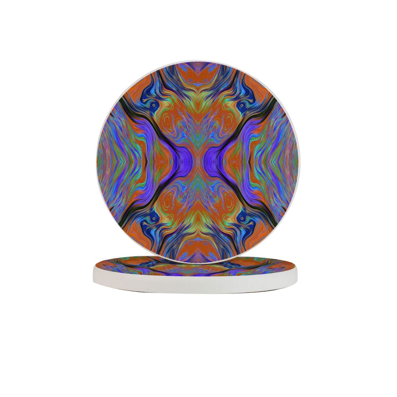 Lava Lamp Purple Orange Burnt Two Pieces Drink Coaster for Tabletop Protection Place Mats for Home Decor