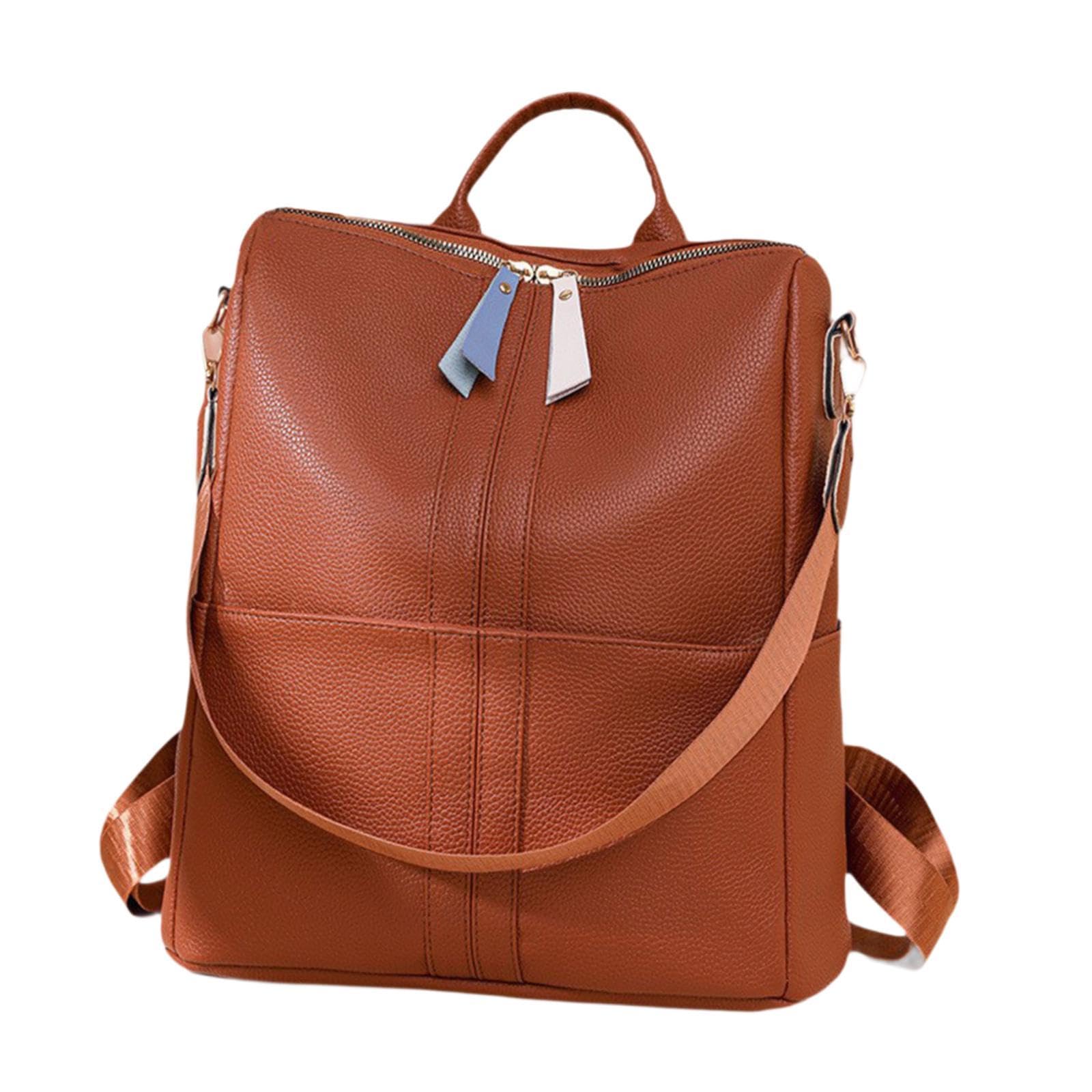Backpack Utility Modern Compact Casual PU Leather Purse for Gifts Rvs Go Out Brown-image-40