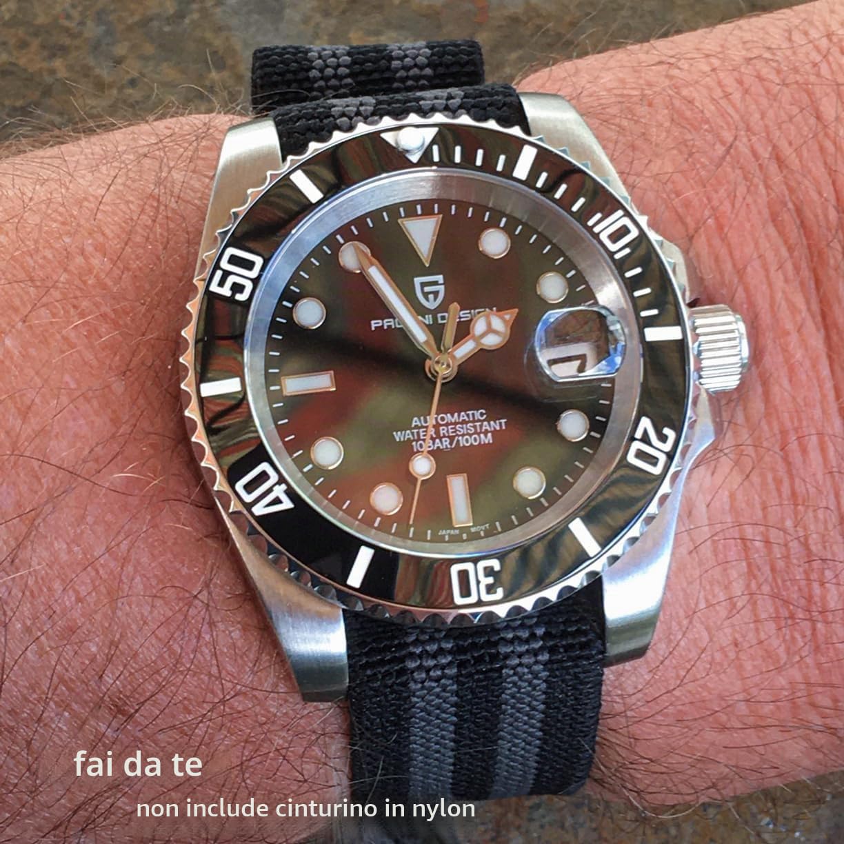 Pagani Design, orologio da uomo, automatico, meccanico, movimento Japan,Edelstahl-Uhrenarmband, vetro zaffiro, impermeabile
