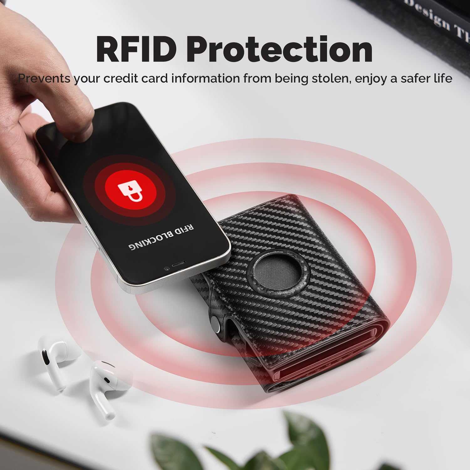 YESIIW Portafoglio Air tag Uomo a capacità Enorme, Airtag Wallet con 7 Scomparti per Carte Pop-up Portacarte Uomo per 12+ Cartes Airtag Portafoglio con Blocco RFID & Chiusura magnetica, Relago Uomo