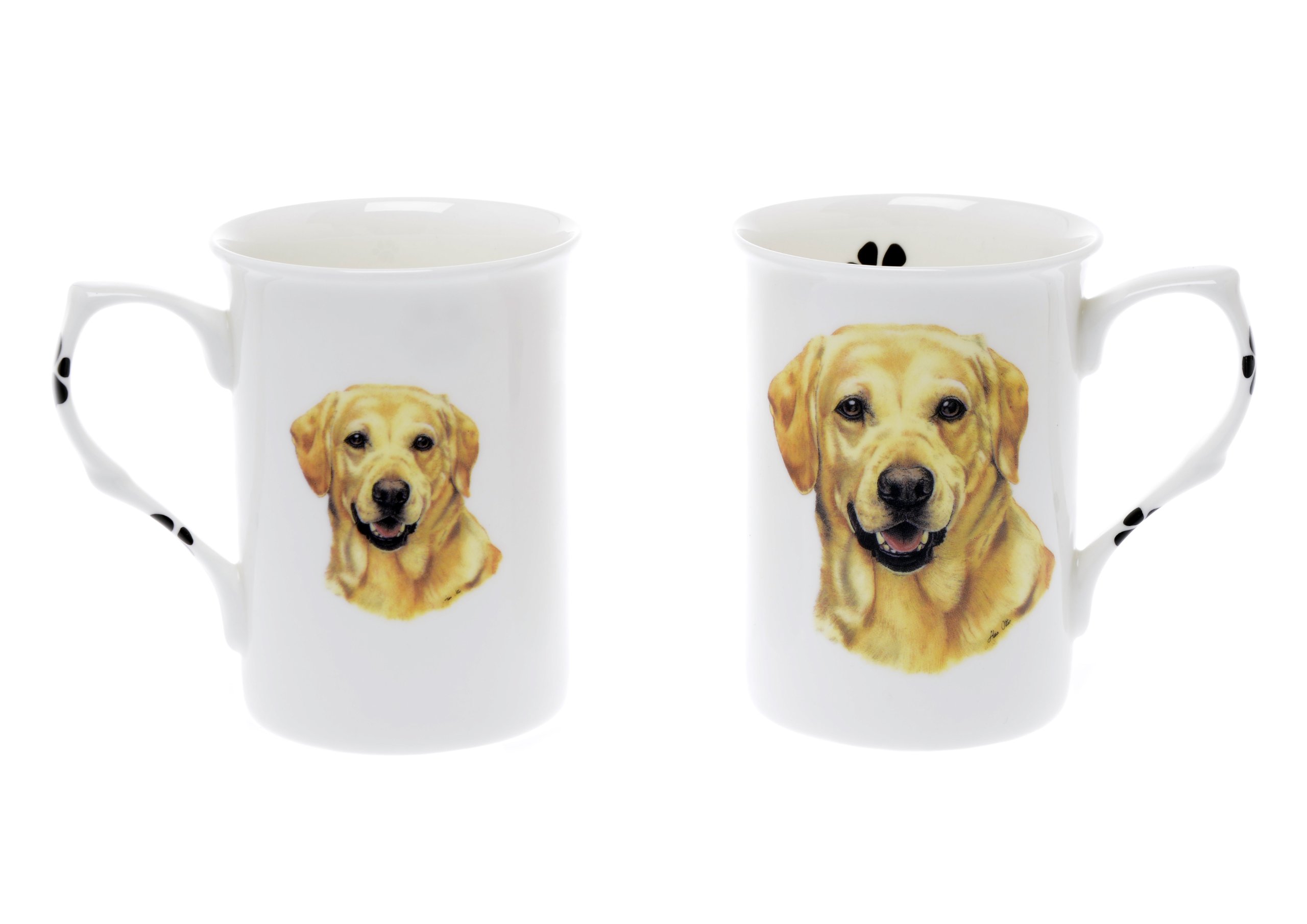 (BB39) Set of 2 Bone China BEAKERS/Mugs Labrador Golden Dog Presentation Gift Boxed- Lovely Gift Kirsty Jayne China