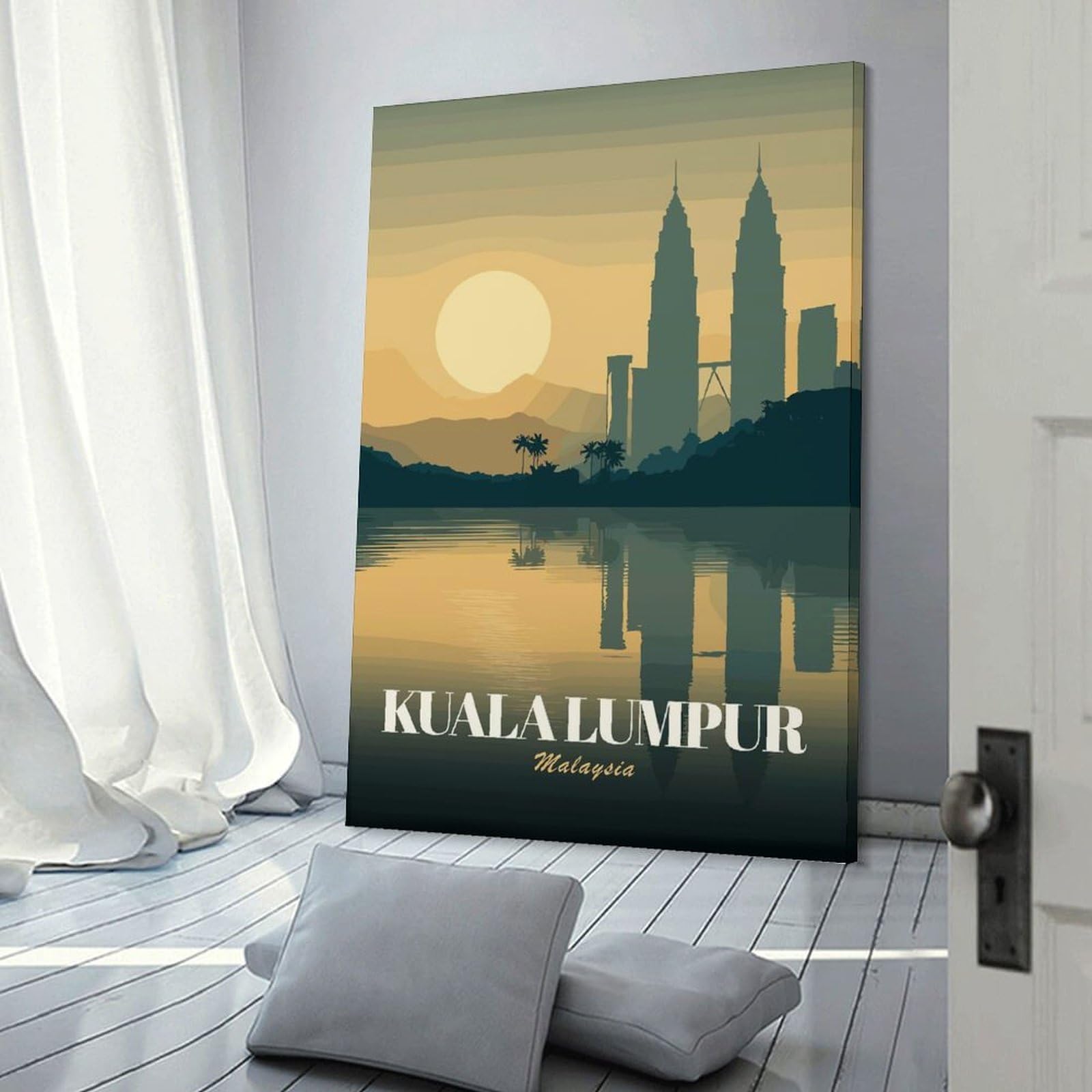 Junmoney Kuala Lumpur Malaysia Travel Hanging Wall Art 20x30inch(50x75cm), for New Homes, Bedrooms Or Workspaces, Thoughtful Wall Decor for Art Lovers