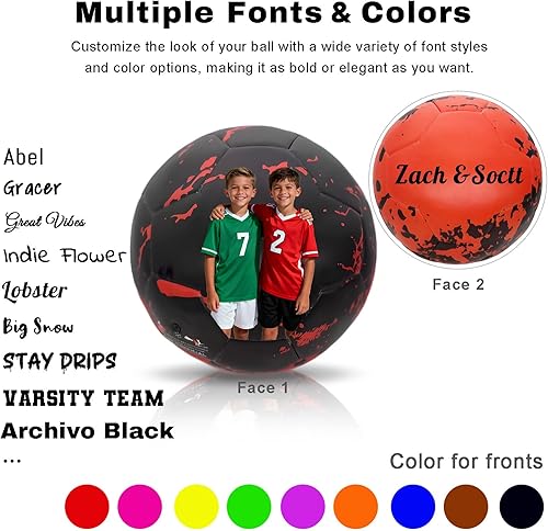 Miniatura 4 de Balón de fútbol personalizado – Nombre, foto, número o logotipo – Pelota de partido y entrenamiento de tamaño oficial 5 – Pelota de regalo de cuero