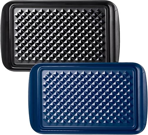 Miniatura 1 de Juego de 2 bandejas rectangulares de melamina con asa para fiestas al aire libre y barbacoas, bandeja de alimentos apta para lavavajillas, 17 x 10.5