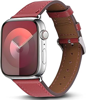 Genuine Leather Band Compatible with Apple Watch Bands for Women Men 49mm 46mm 45mm 44mm 42mm 41mm 40mm 38mm, Soft Leather Replacement Strap for iWatch Ultra/SE/Series 11 10 9 8 7 6 5 4 3 2 1