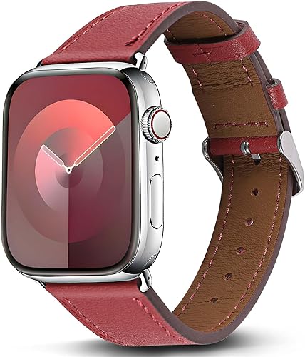 Genuine Leather Band Compatible with Apple Watch Bands for Women Men 49mm 46mm 45mm 44mm 42mm 41mm 40mm 38mm, Soft Leather Replacement Strap for iWatch Ultra/SE/Series 11 10 9 8 7 6 5 4 3 2 1