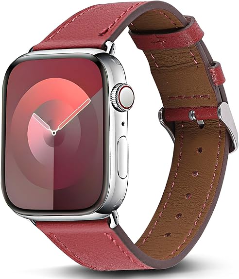 Genuine Leather Band Compatible with Apple Watch Bands for Women Men 49mm 46mm 45mm 44mm 42mm 41mm 40mm 38mm, Soft Leather Replacement Strap for iWatch Ultra/SE/Series 11 10 9 8 7 6 5 4 3 2 1