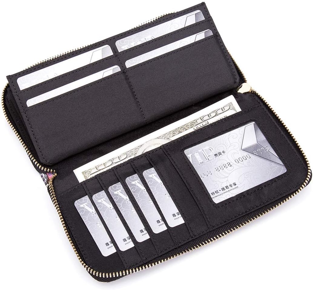 Women Wallet Card RFID For Womens Holder Blocking Credit Small Zipper Purse Pocket Bifold Slim Coin ID Ladies Wristlet Clutch Large Capacity Window Case Travel Zip Women's - Image 4