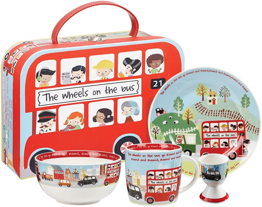 Little Rhymes 4-Piece "Wheels on The Bus" Breakfast Set, Multi-Colour