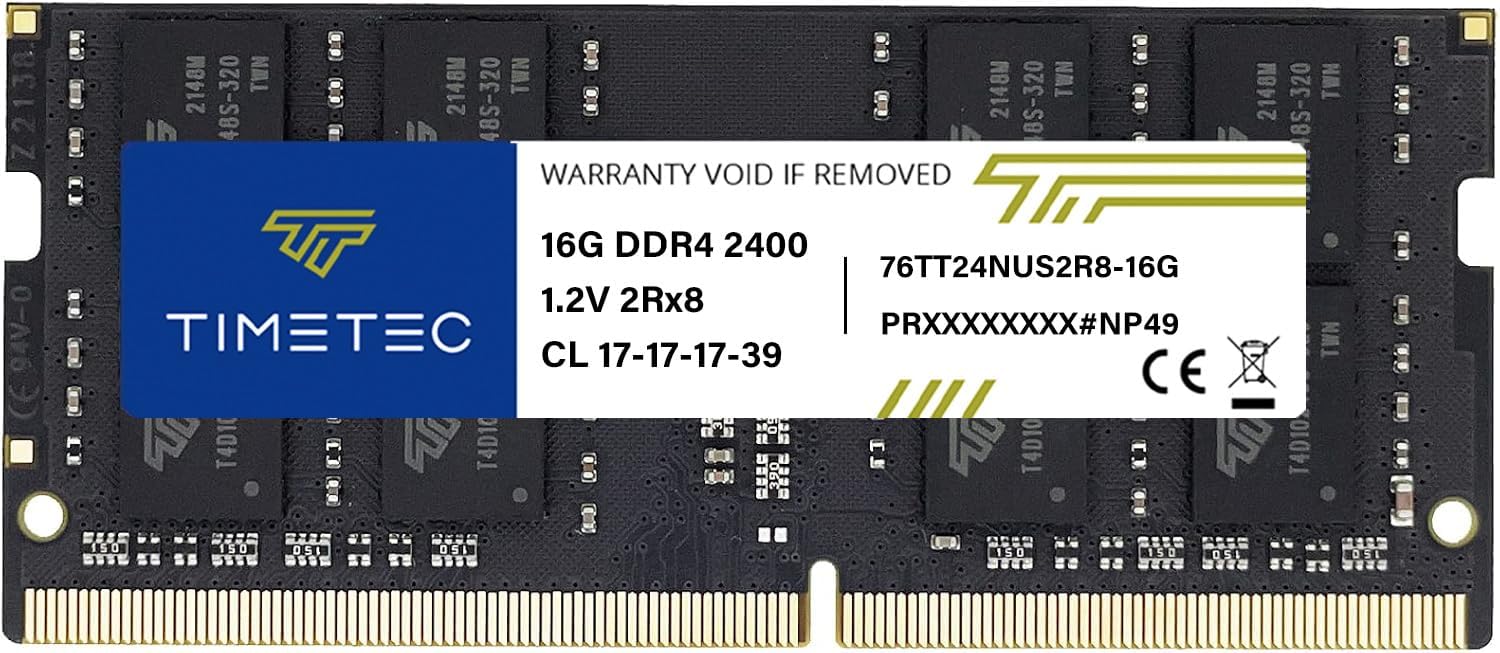 Timetec 16GB DDR4 2400MHz (PC4-2400T) PC4-19200 SODIMM Laptop RAM – 260-Pin 1.2V CL17 Non-ECC Unbuffered Memory Module for Laptop