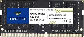 Timetec 16GB DDR4 2400MHz PC4-2400T PC4-19200 SODIMM Laptop RAM 260-Pin 1.2V CL17 Non-ECC Unbuffered Memory Module for Laptop, Notebook, Mini PC, All-in-One