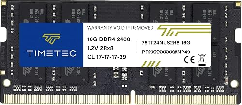 Timetec 16GB DDR4 2400MHz (PC4-2400T) PC4-19200 SODIMM Laptop RAM – 260-Pin 1.2V CL17 Non-ECC Unbuffered Memory Module for Laptop, Notebook, Mini PC, All-in-One