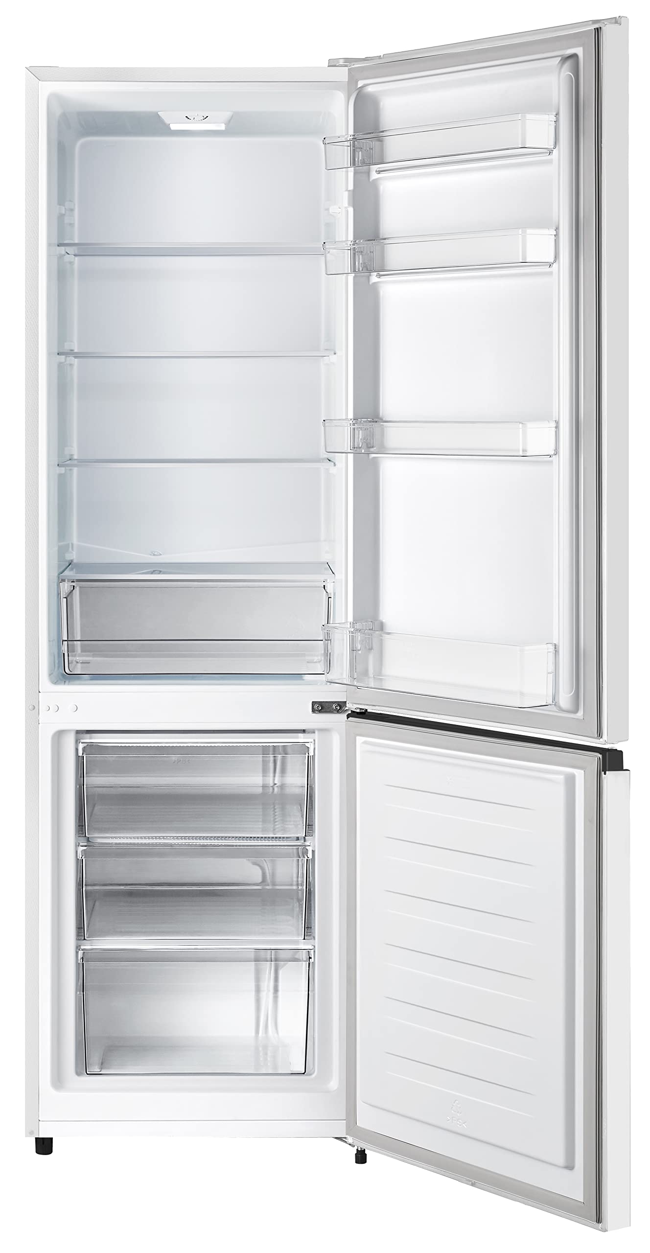 Hisense Hisense RB343D4CWE - Frigoríficos Combi, 269L, Clase E, An 55cm x Al 180cm, Apertura de Puertas 90º, Puerta Reversible, Cajón Frutas y Verduras, Iluminación Led, Balconera de Gran Capacidad, Blanco in use