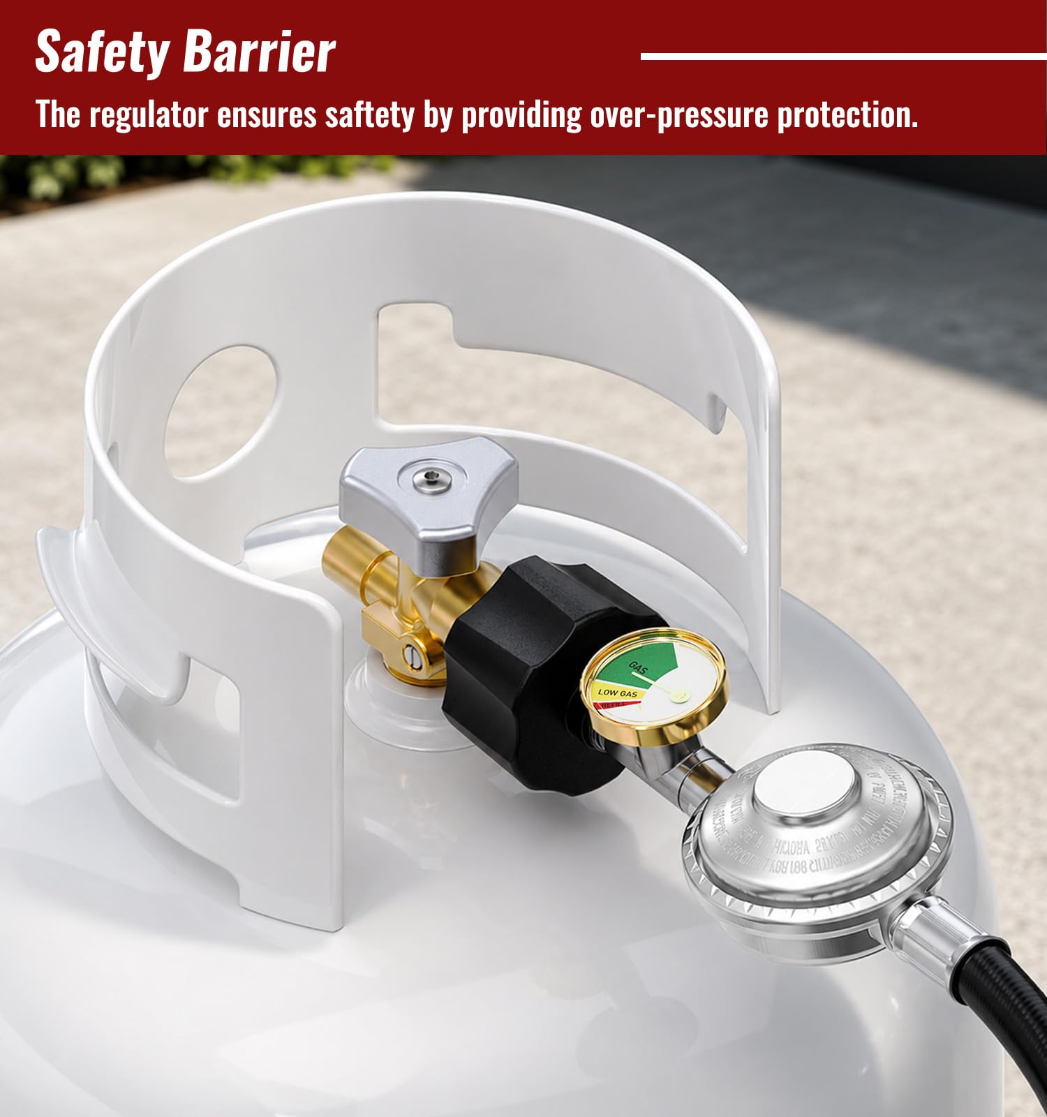 CALPOSE Wąż propanowy z regulatorem i manometrem, uniwersalny regulator grilla gazowego do grilla Blackstone 61 cm, grilla Weber, paleniska propanowego i innych, 3/20.3 cm żeńska flara do większości