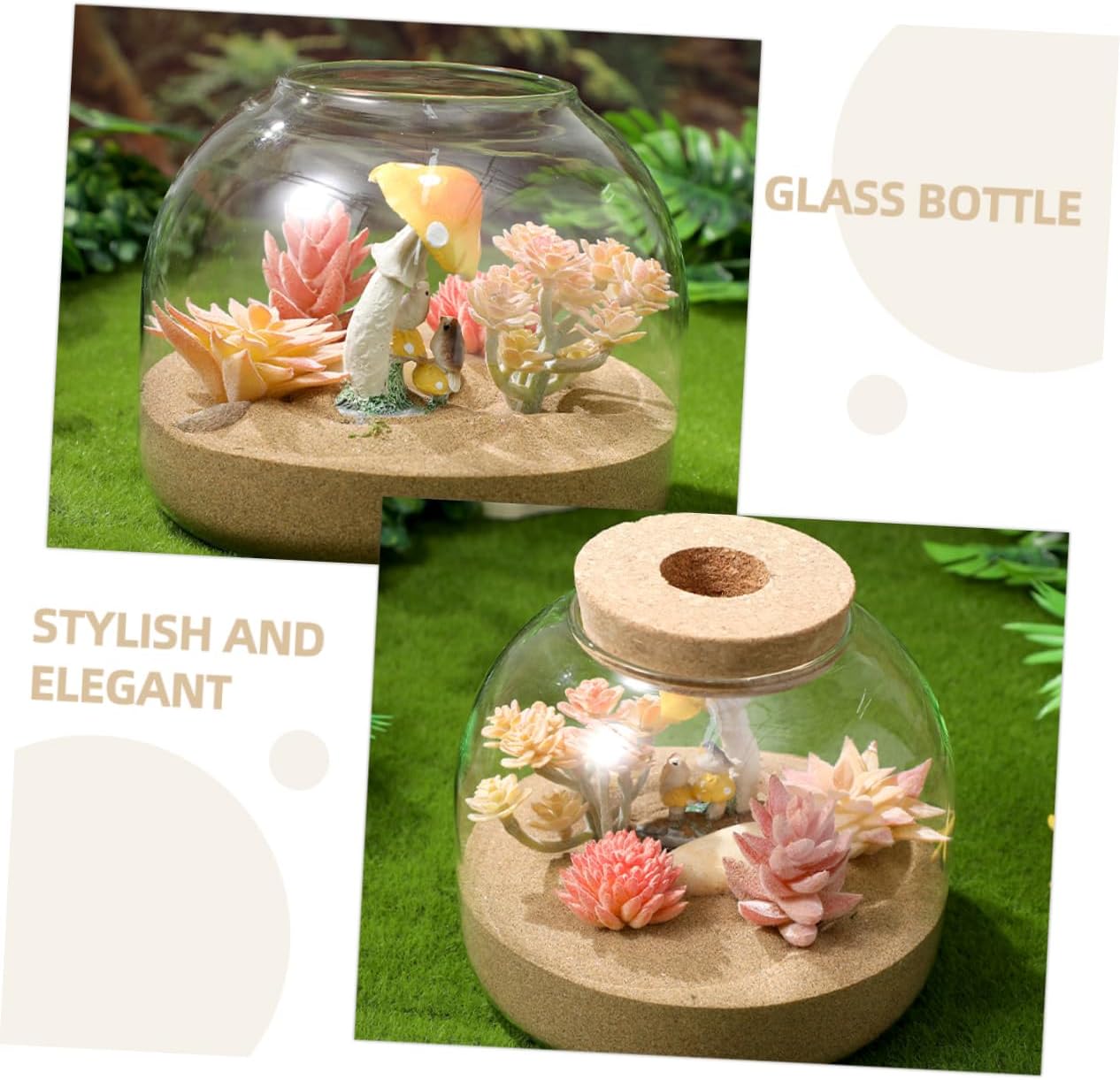 Garneck 2pcs Landscape Moss Ecosystem Glass Bottle with Cork Stopper for Home Decor Planting and Hydroponic Use Space-Saving Terrarium Jar for Unique Indoor Gardens