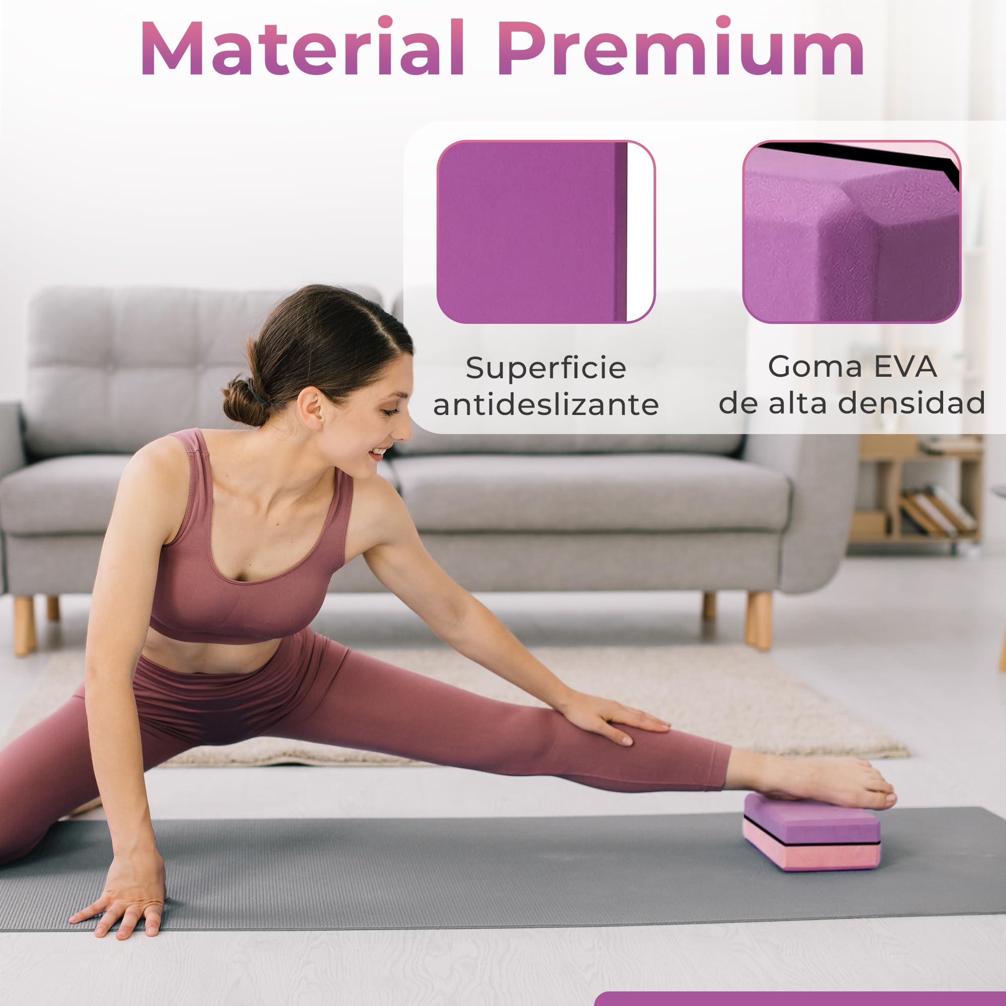 MOLIMILL Bloque Yoga 2 Unidades Espuma EVA + Ebook Ejercicios Yoga con Ladrillo | Ladrillo Yoga Ideal Para Pilates, Yoga, Fitness y Gimnasio - 5