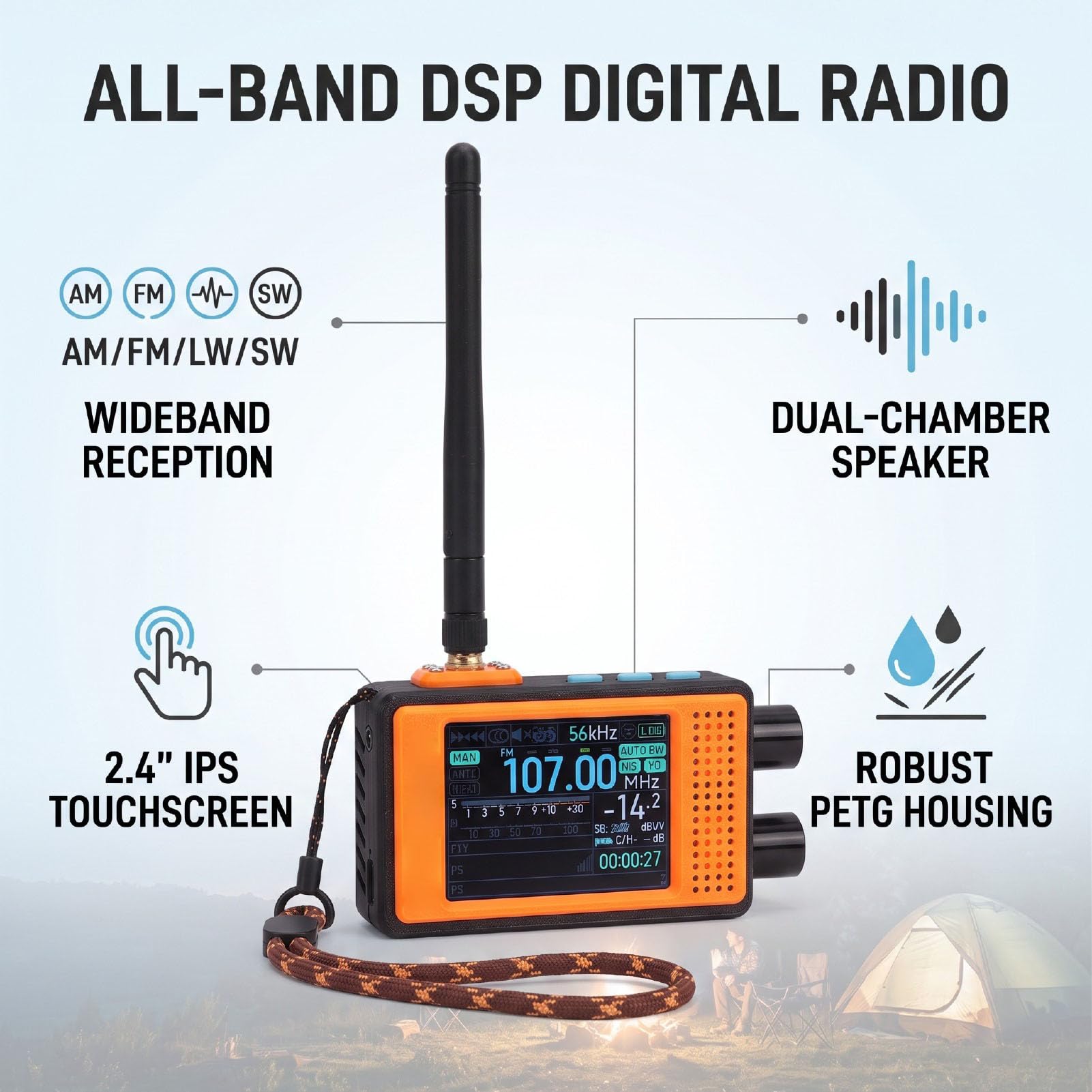 FTVOGUE Mini Radioempfänger, Tragbares AM FM LW MW SW Radio, 2,4 Zoll