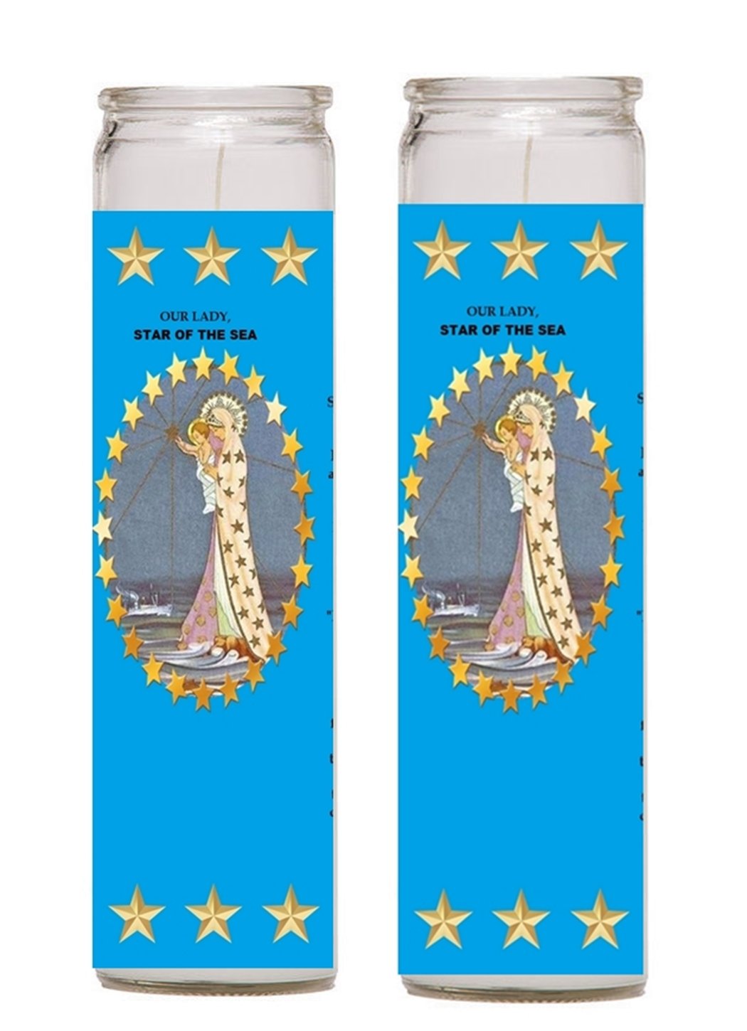 Gifts by Lulee, LLC Star of The Sea Stella Maris 2 Candle Set with Prayer in The Back