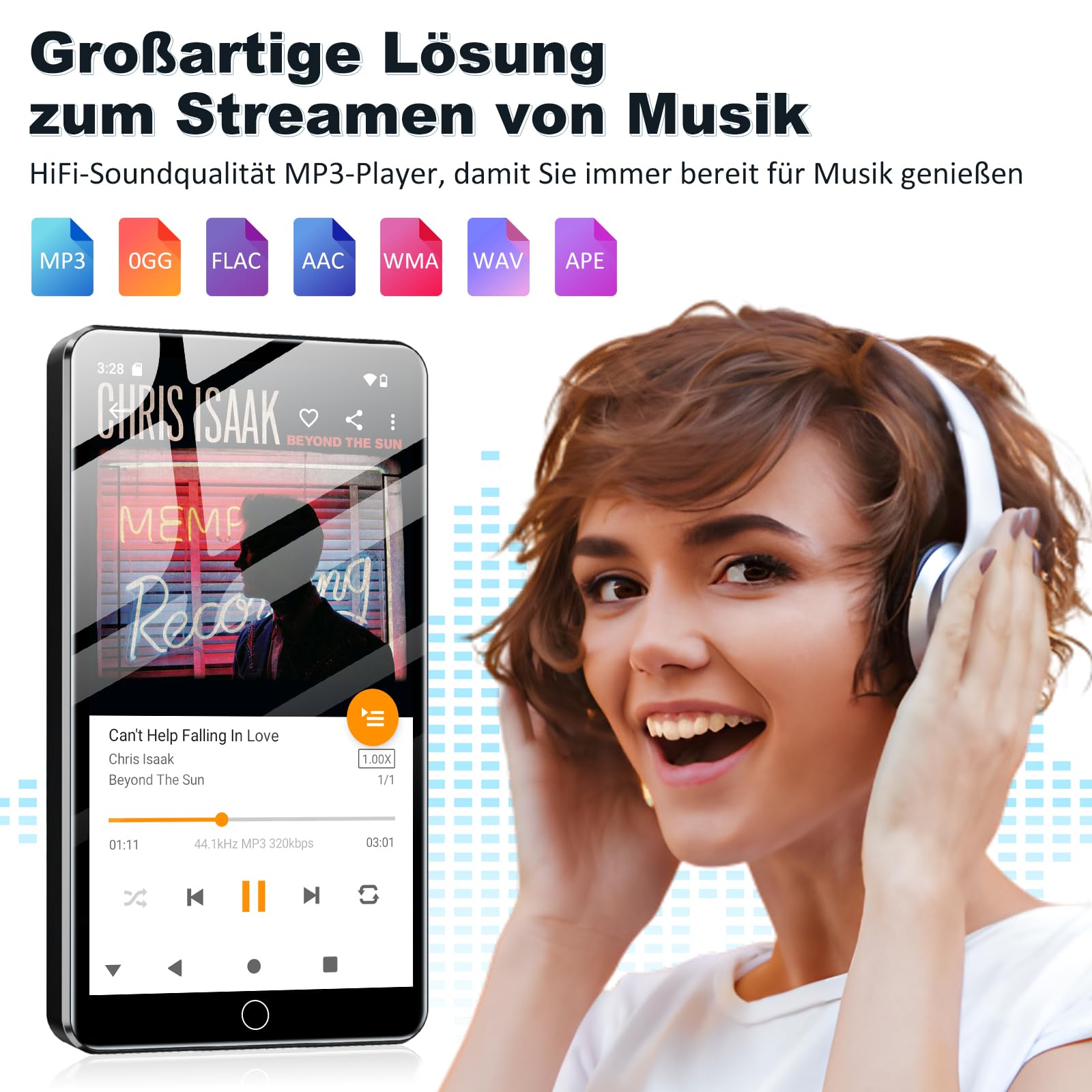 144GB MP3 Player Spotify mit WiFi und Bluetooth, Android MP4-Player für Kinder, 4.02 Zoll Touchscreen Musikplayer mit Audible, Amazon Music und Play Store