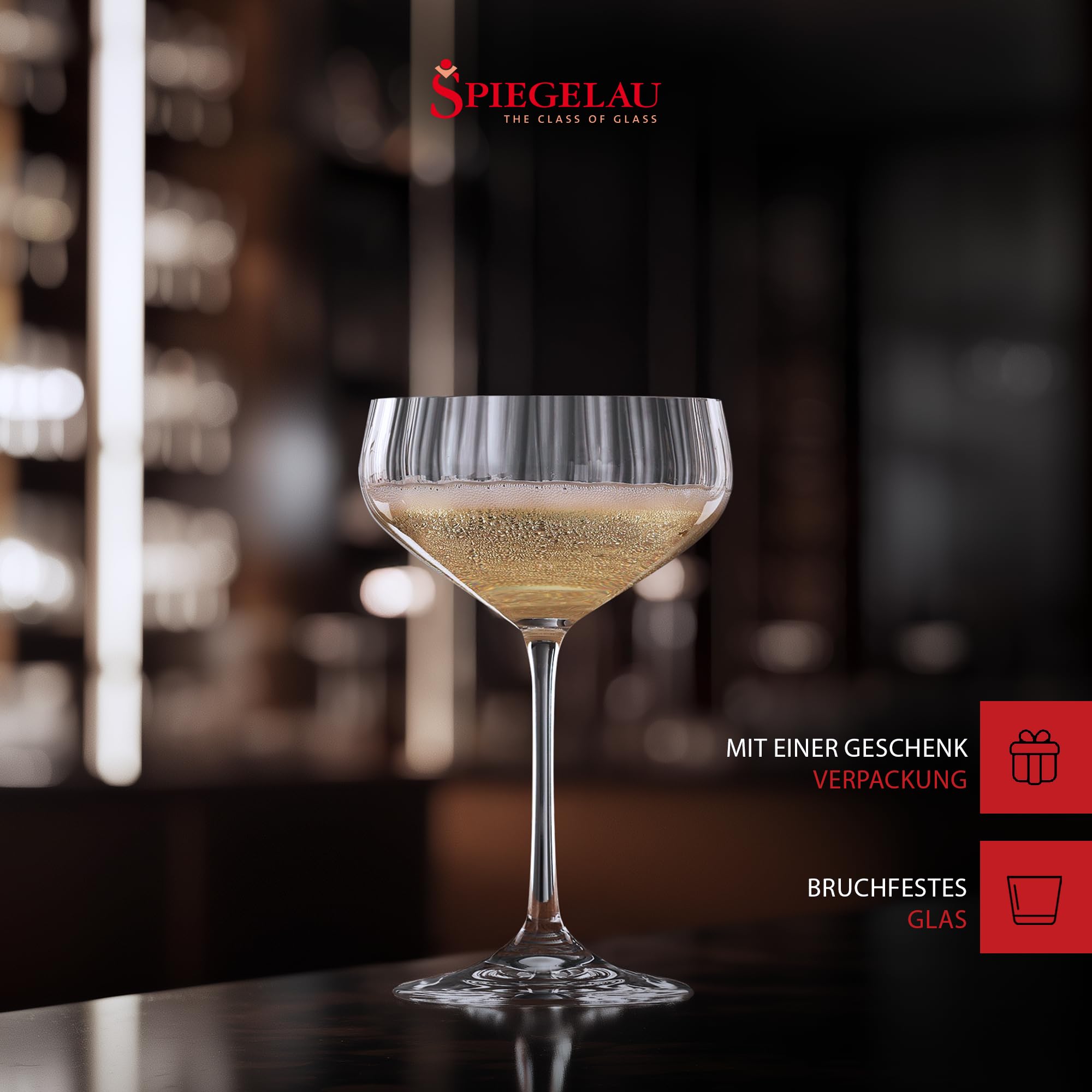 Spiegelau & Nachtmann, 4-częściowy zestaw kieliszków koktajlowych, kieliszek do szampana/Coupette, szkło kryształowe, 310 ml, LifeStyle, 4450178