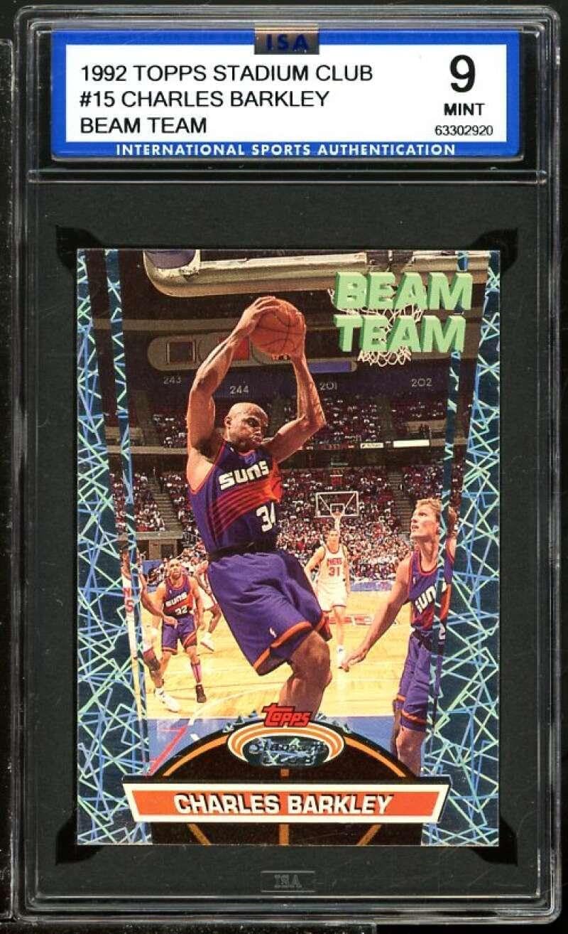 Charles Barkley Card 1992-93 Stadium Club Beam Team #15 ISA 9 MINT - Unsigned Basketball Cards