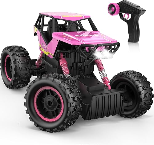DOUBLE E 112 RC Monster Truck - Coche de control remoto todoterreno 4WD con motores duales y faros