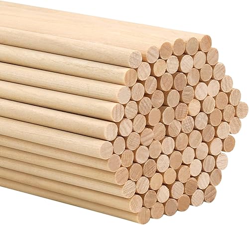 ONUPGO 50 varillas de madera, varillas de madera de 14 x 6 pulgadas, tacos de madera para manualidades, palos de madera redondos sin terminar para