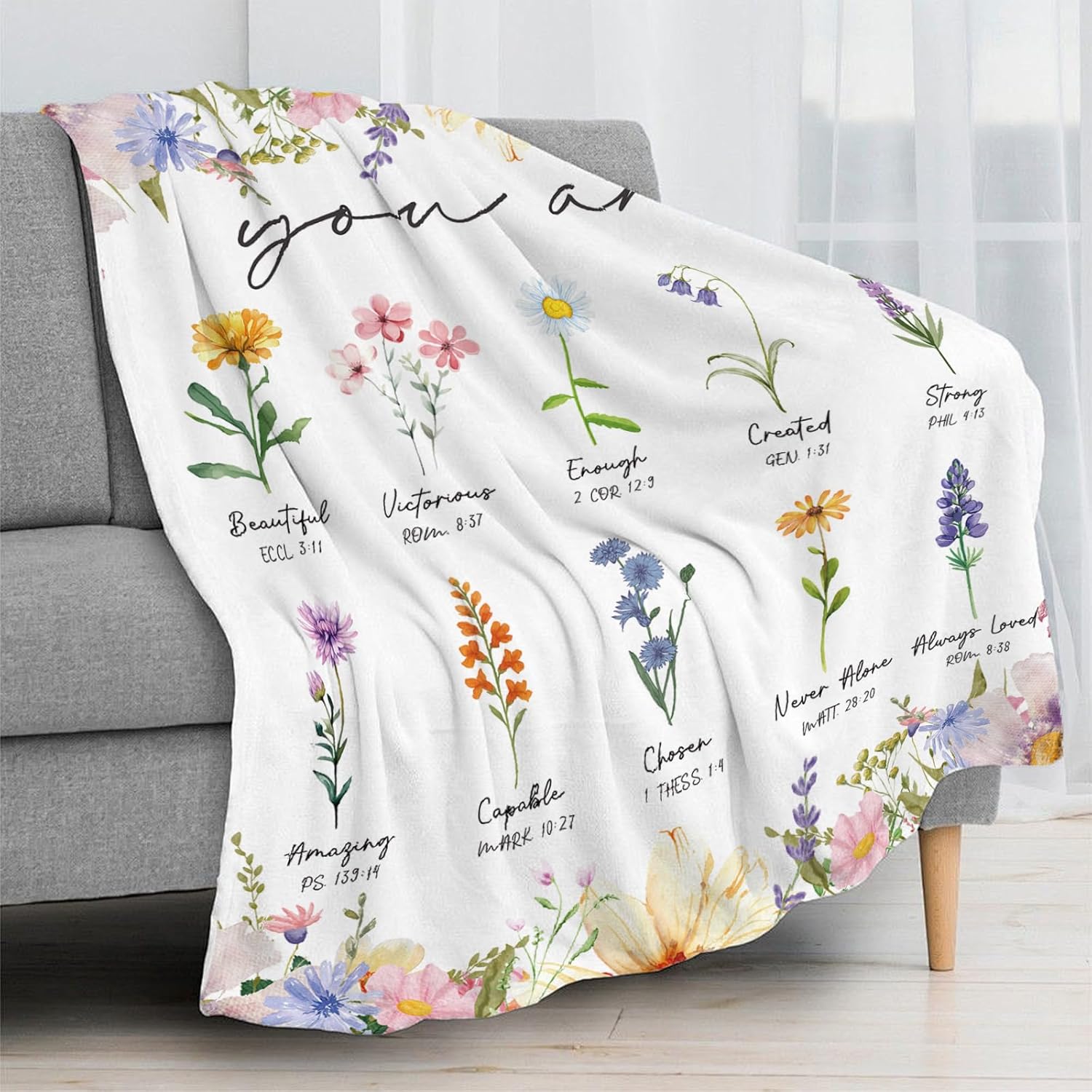 Christian Gifts for Women Inspirational Religious Birthday Gifts for Mom Sister Girls Friend, Soft Flannel Christian Floral Throw Blanket Baptism Confirmation Spiritual Present for Her(50"x60") - Image 4