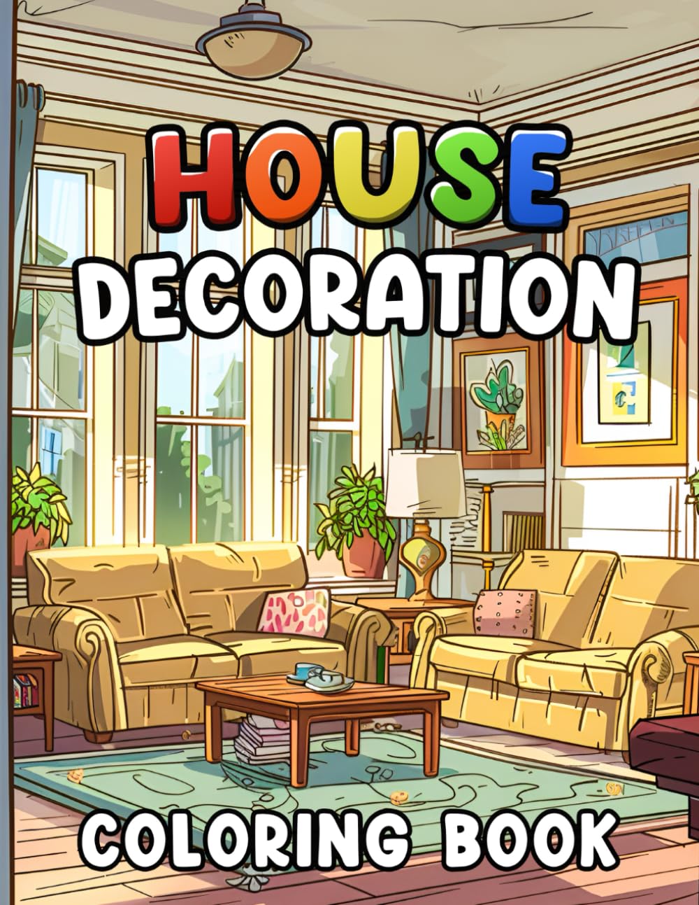 House Decoration Coloring Book: Stress Relief Book for Adults, Interior Design to Colorize