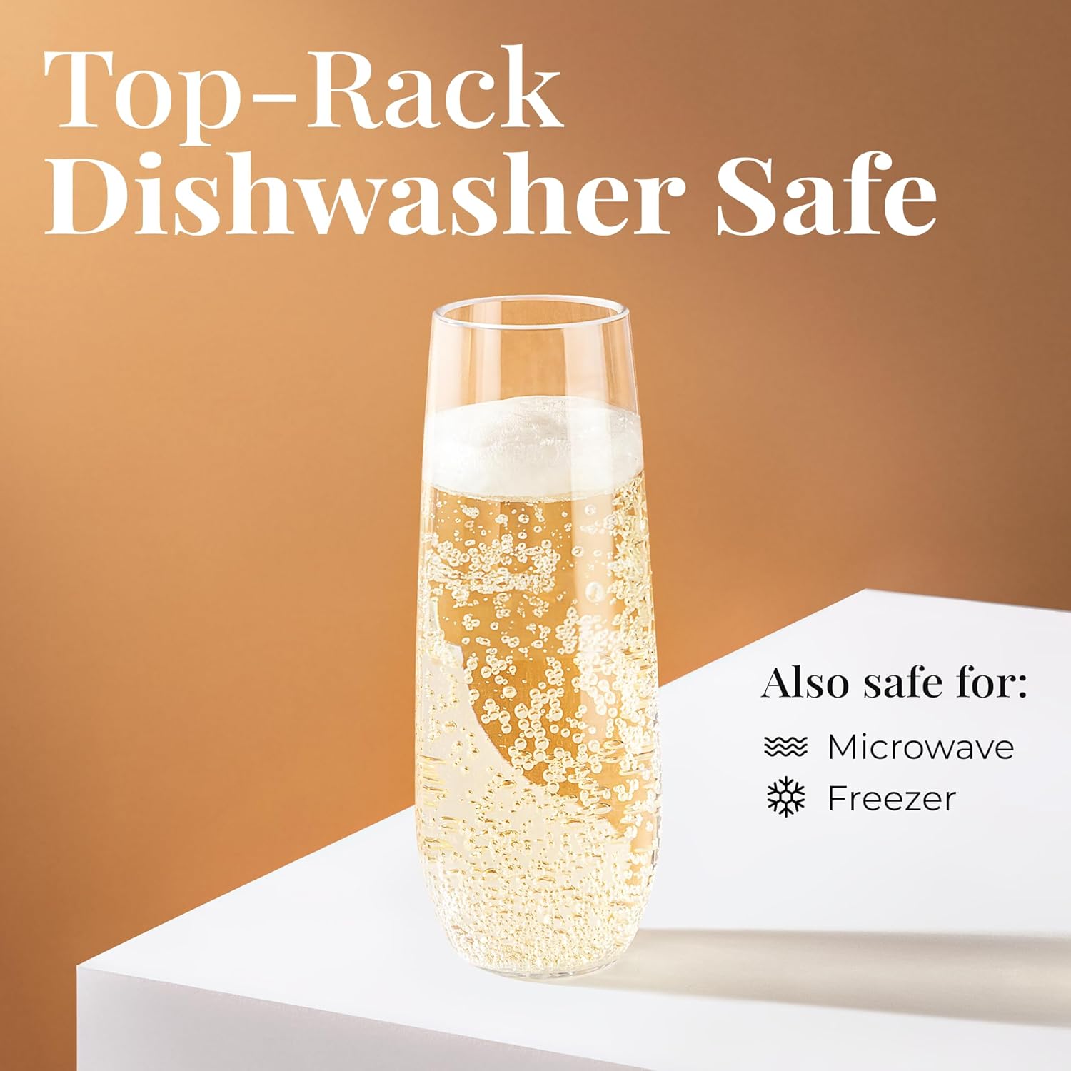 Vivocci Unbreakable Tritan Plastic Stemless Champagne Flutes 8.5 Oz - Reusable Glassware - Ideal for Mimosas, Cocktails & Sparkling Wine - Dishwasher-Safe - Wedding & Birthday Party Glasses - Set of 6 - Image 8